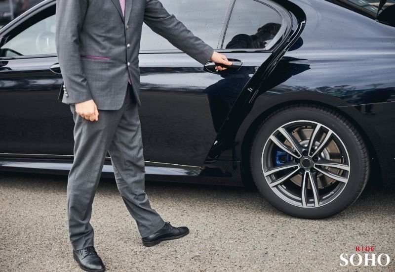 Driver open the car door
